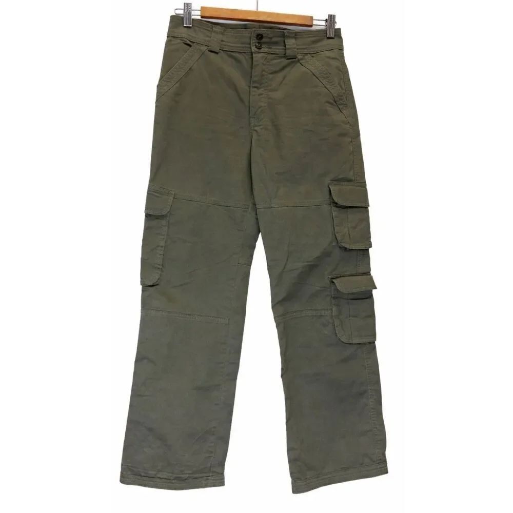Abercrombie & Fitch womens 26/2R olive cargo pants straight leg pockets
